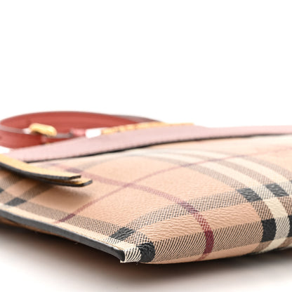 Burberry Haymarket Check Peyton Crossbody Clutch Bag Dusty Pink 10 of 11
