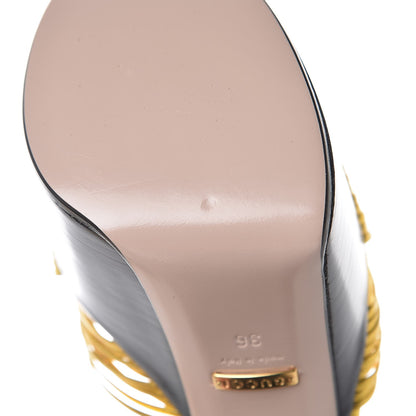 Gucci Malaga Kid Pearl Knot Platform Sandals 36 Black Gold 9 of 10