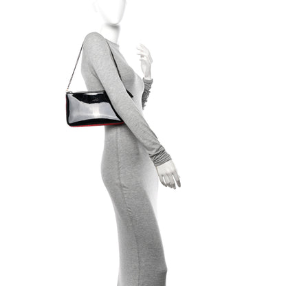 Christian Louboutin Patent Calfskin Strass Loubila Chain Clutch Black 3 of 10