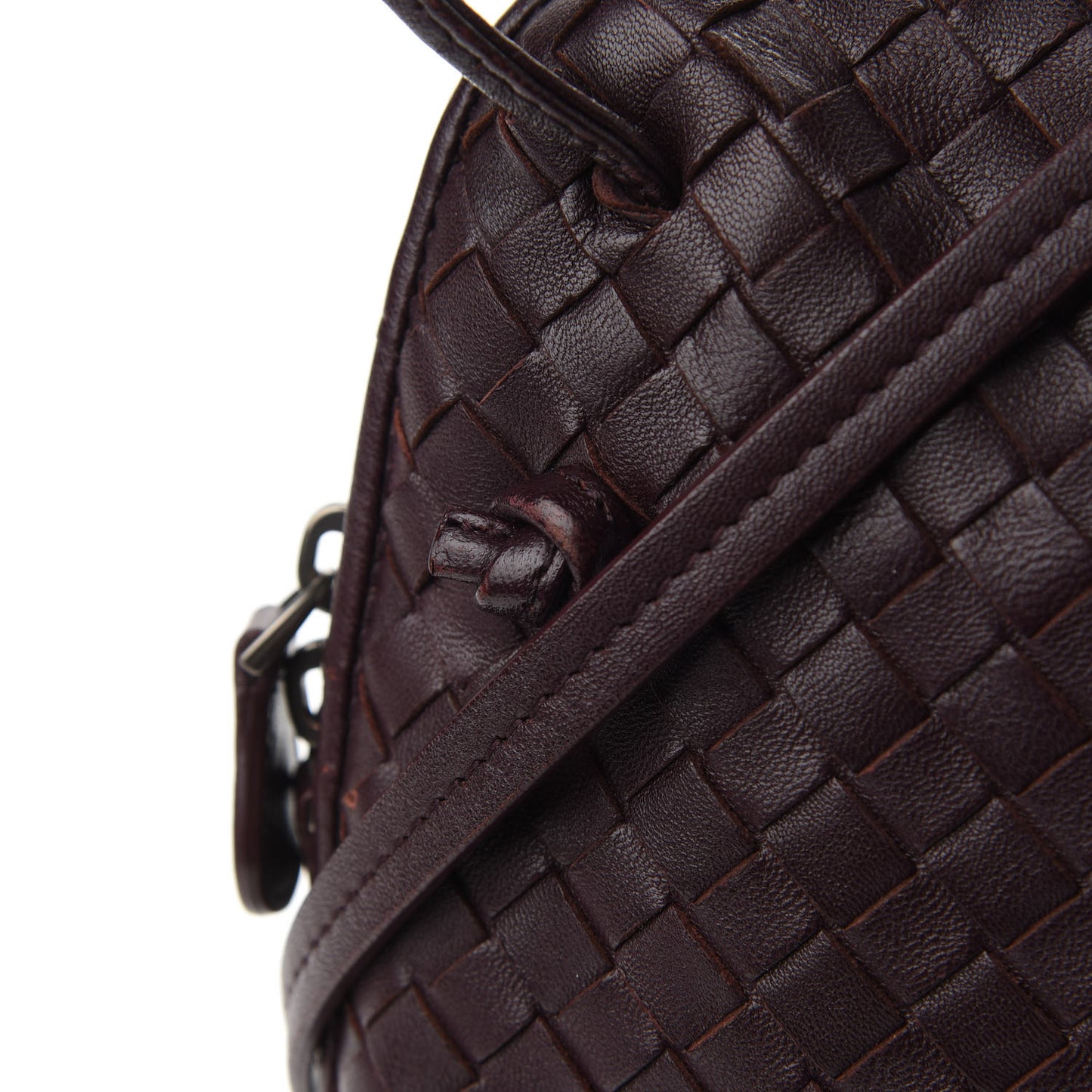 Nappa Intrecciato Nodini Crossbody Messenger Aubergine