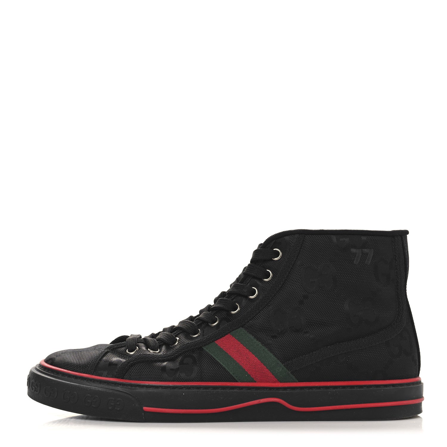 Gucci Econyl Nylon Web Monogram Off The Grid Mens 1977 Tennis High Top Sneakers 9.5 Black 1 of 8