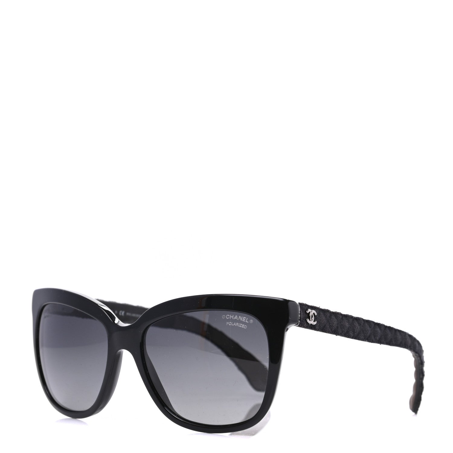Chanel Acetate Denim Quilted Polarized CC Sunglasses 5343-Q Black 1 of 8