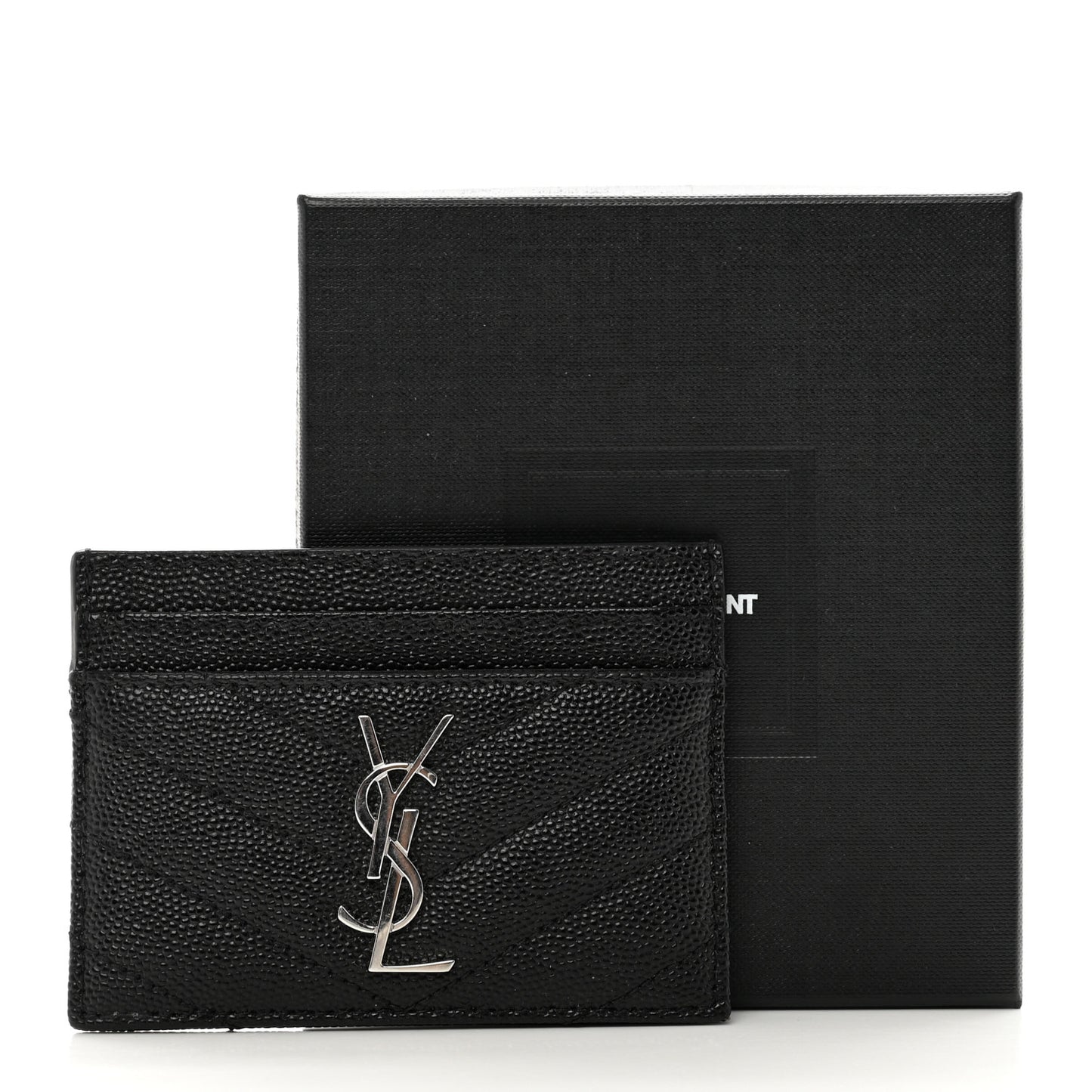 Grain De Poudre Matelasse Chevron Monogram Credit Card Case Black