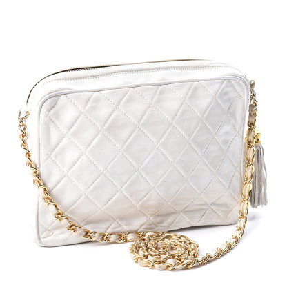Chanel Lambskin Quilted Tassel Camera Case White 2 of 13