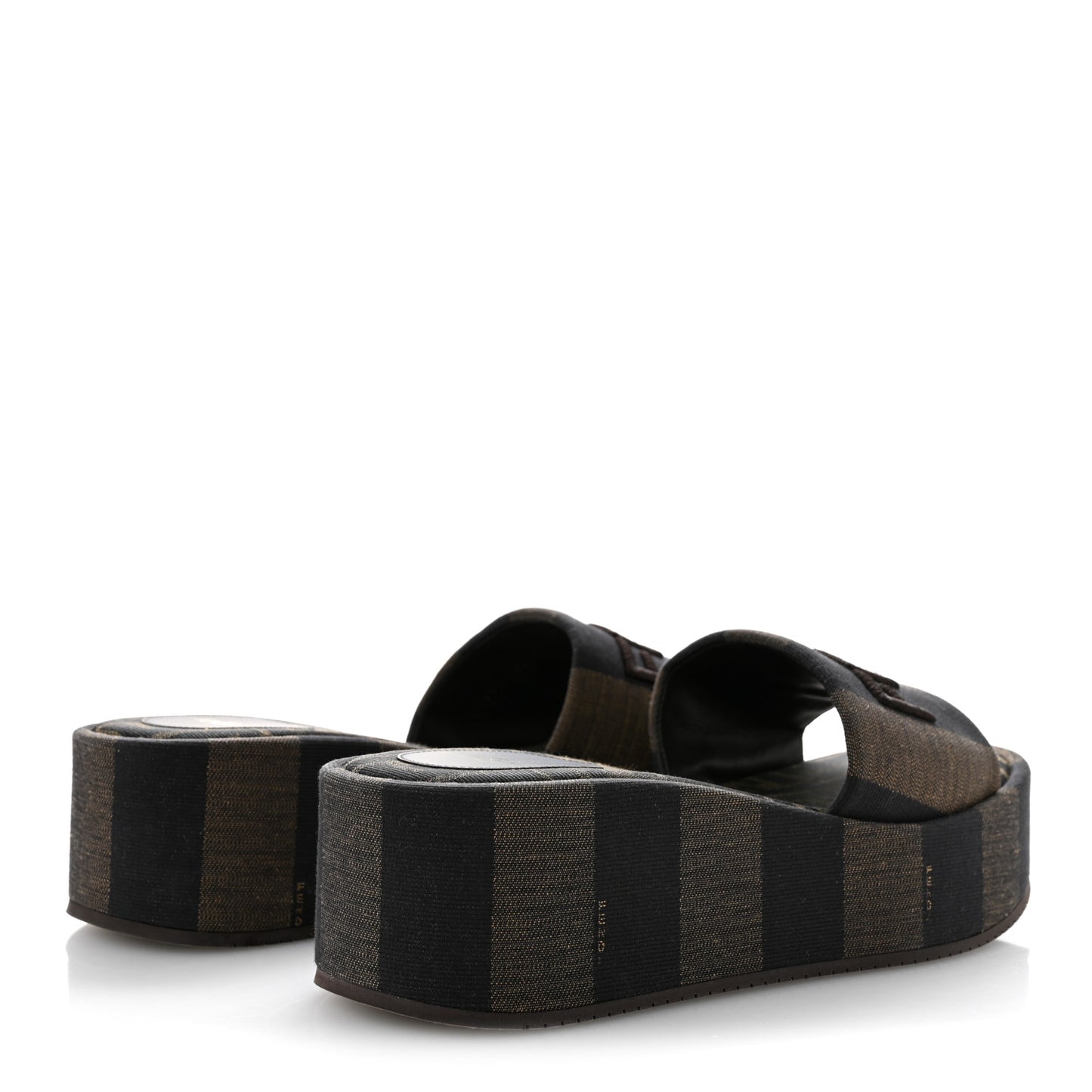 Jacquard Womens FF Sunshine Flatform Slide Sandals 38.5 Tabacco Black