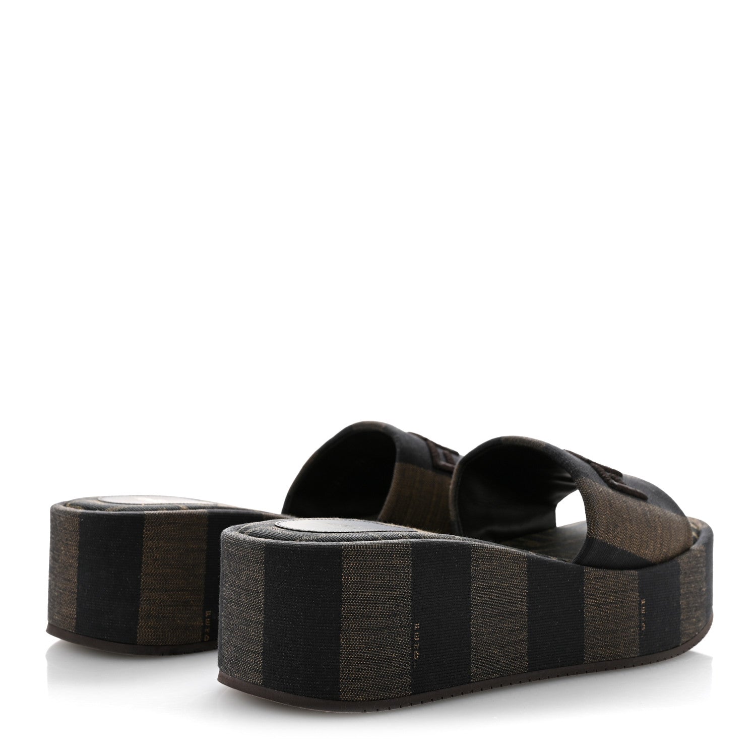 Fendi Jacquard Womens FF Sunshine Flatform Slide Sandals 38.5 Tabacco Black 5 of 11