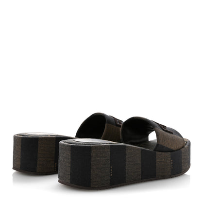 Fendi Jacquard Womens FF Sunshine Flatform Slide Sandals 38.5 Tabacco Black 5 of 11