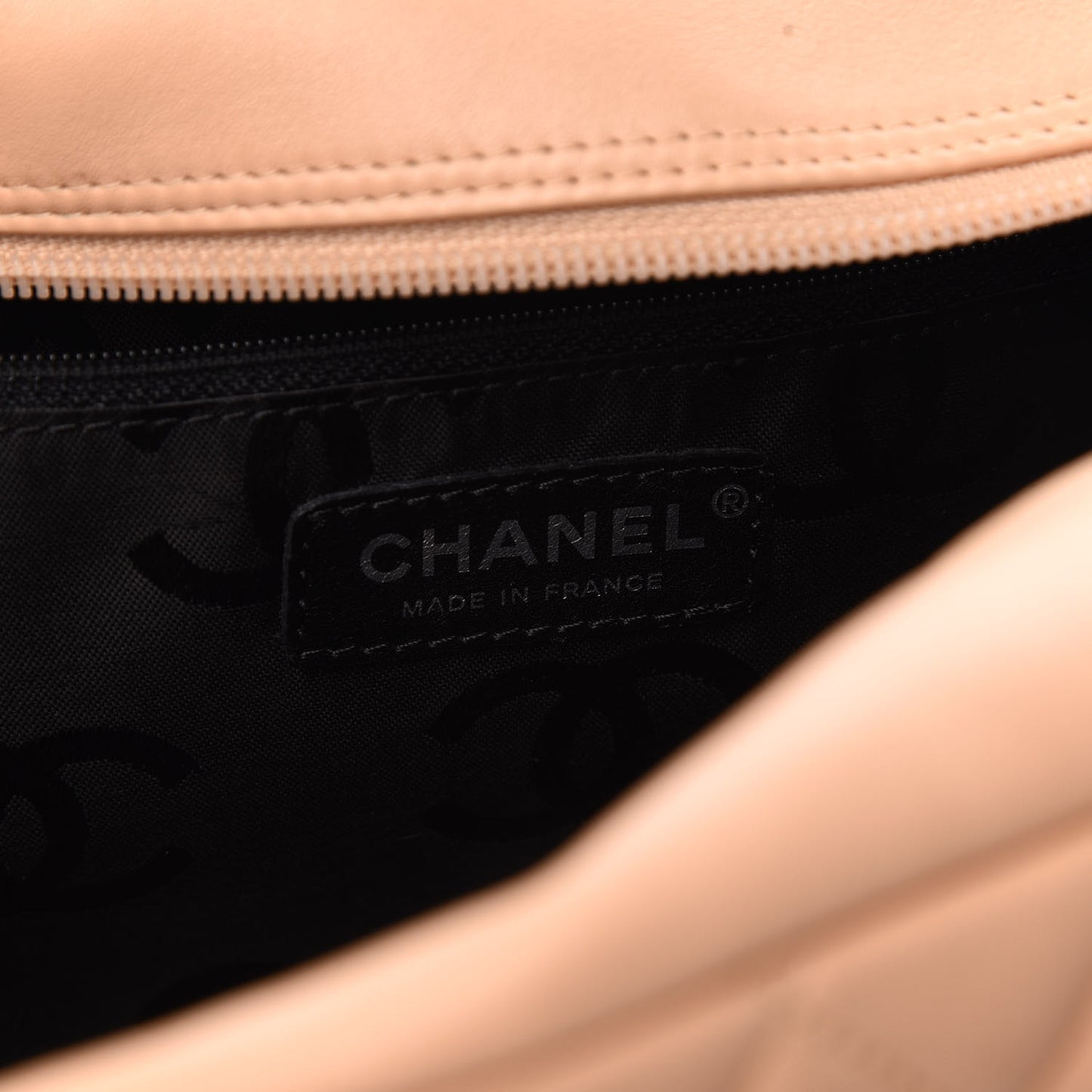 Calfskin Quilted Large Cambon Bowler Beige Black