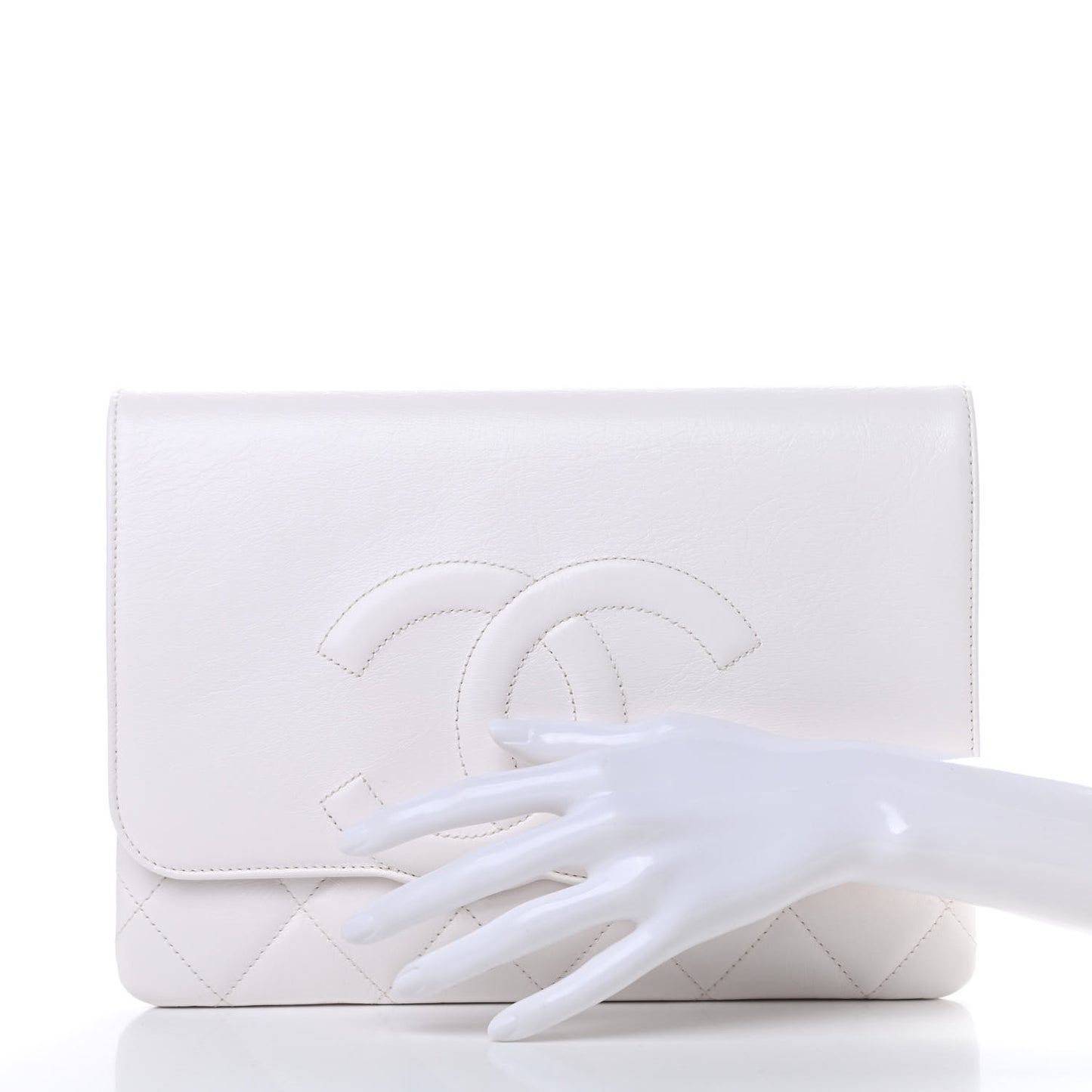 Goatskin Quilted Timeless CC Clutch White