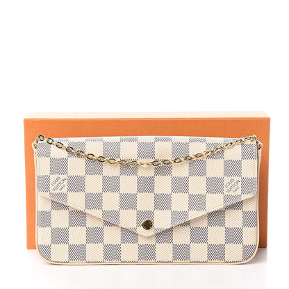Louis Vuitton Damier Azur Pochette Felicie Chain Wallet Rose Ballerine 11 of 11