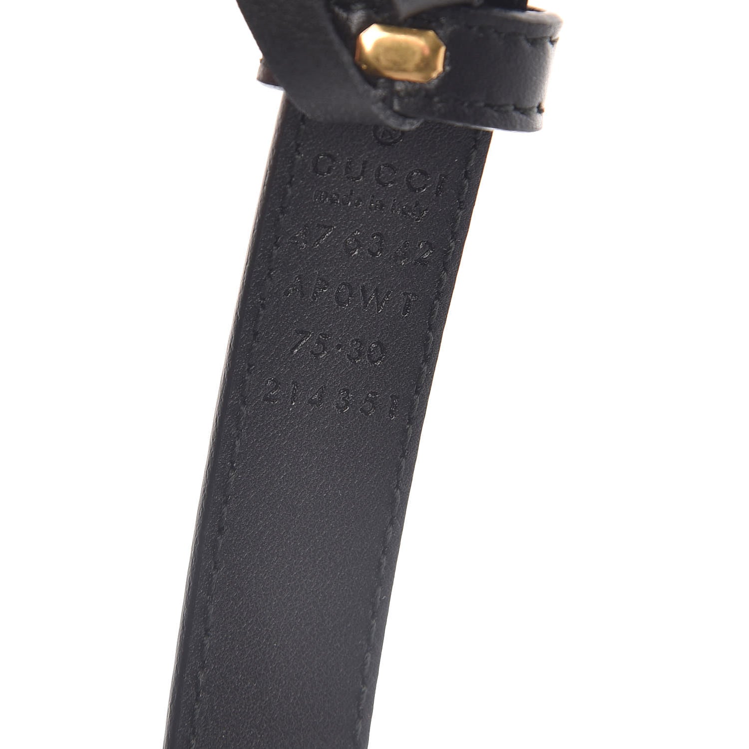 Gucci Calfskin Pearl Double G 20mm Belt 75 30 Black Cream 4 of 6