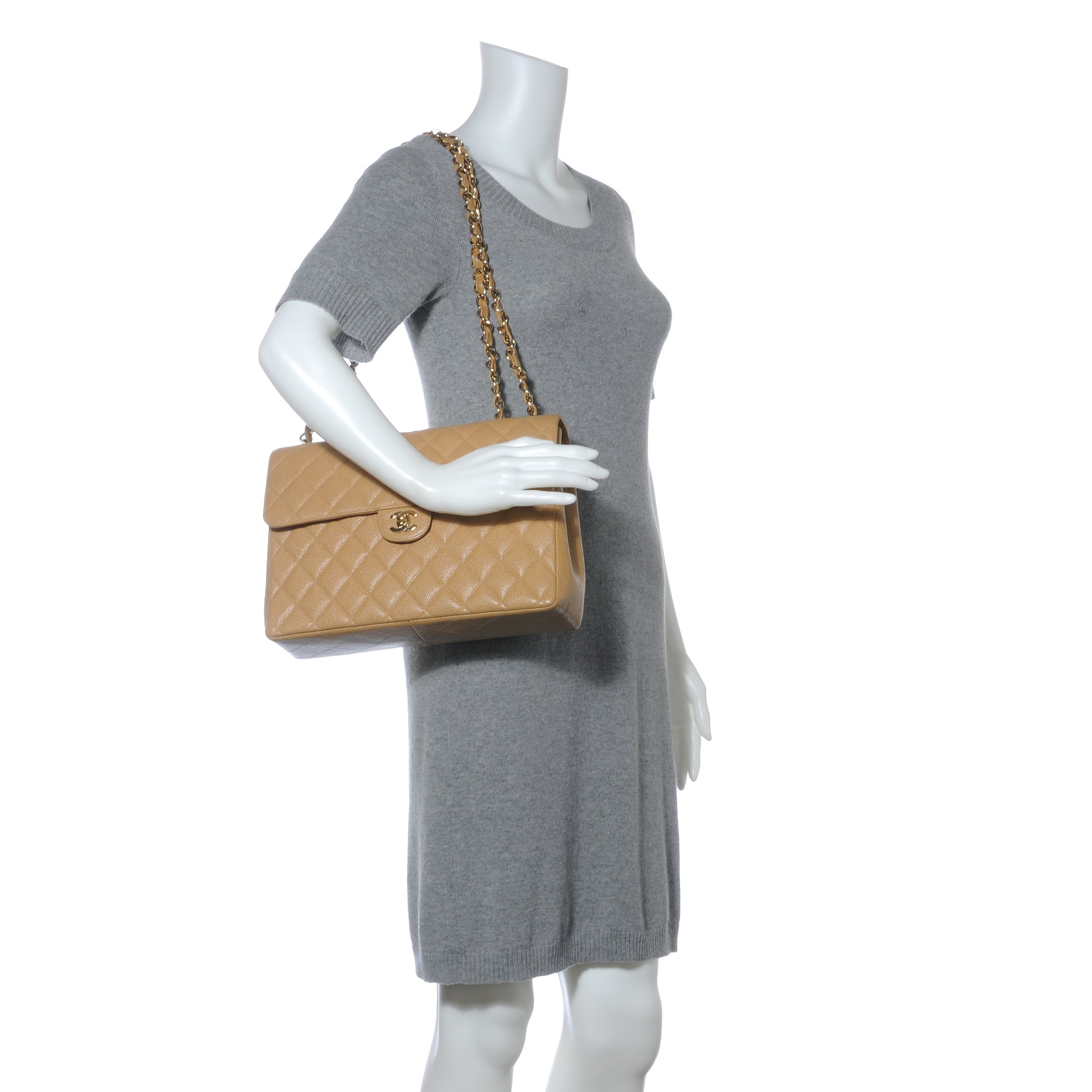 Chanel Caviar Jumbo Single Flap Beige 2 of 11