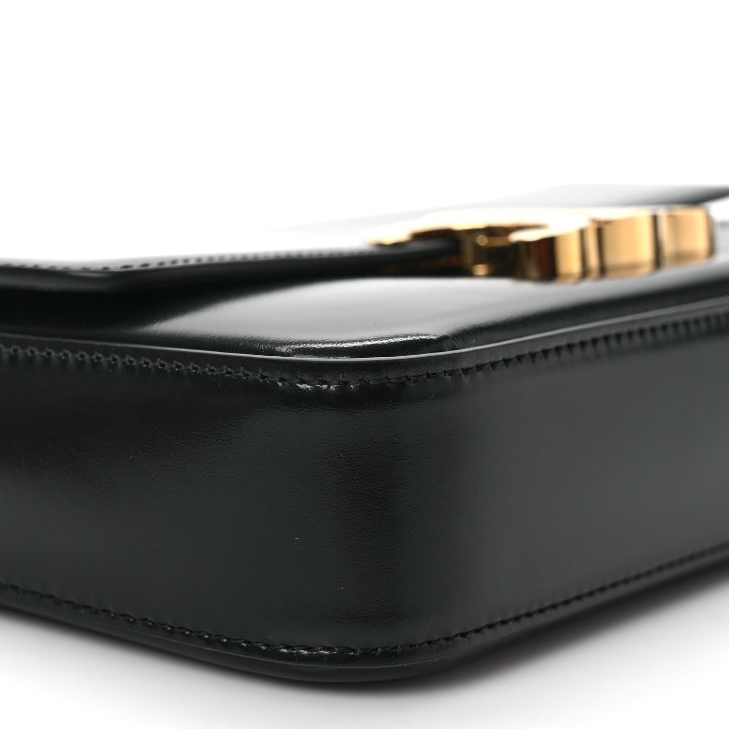 Celine Shiny Calfskin Triomphe Chain Shoulder Bag Black 8 of 9