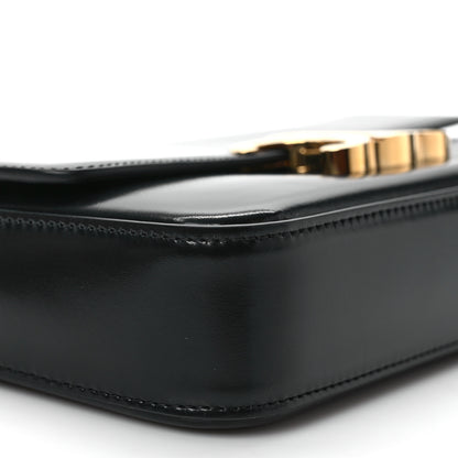 Celine Shiny Calfskin Triomphe Chain Shoulder Bag Black 8 of 9