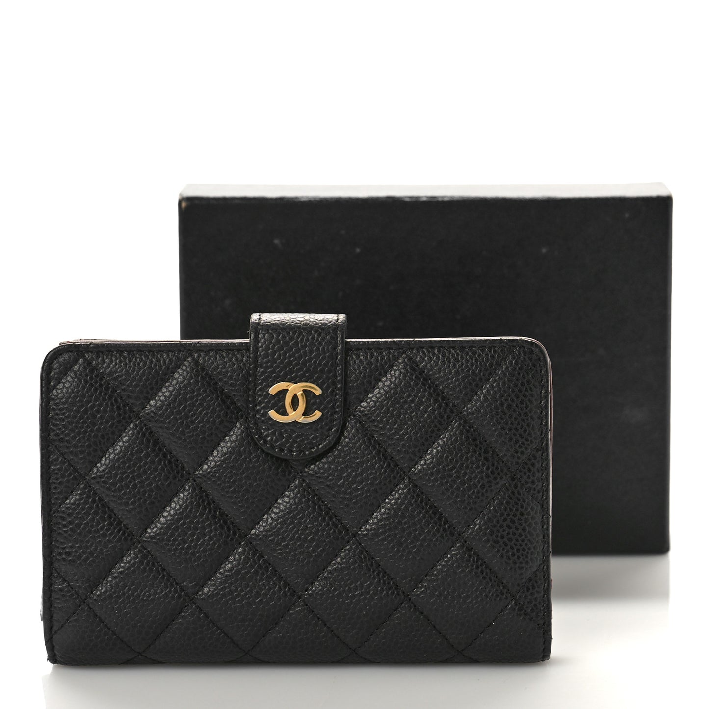 Caviar Quilted Zipped Pocket Wallet Black
