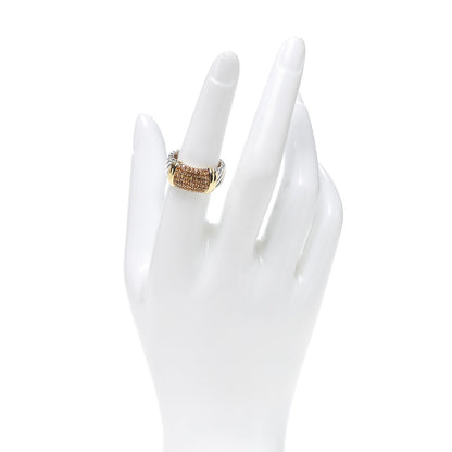 David Yurman Sterling Silver 18K Yellow Gold Yellow Sapphire Metro Ring 54 7 2 of 4