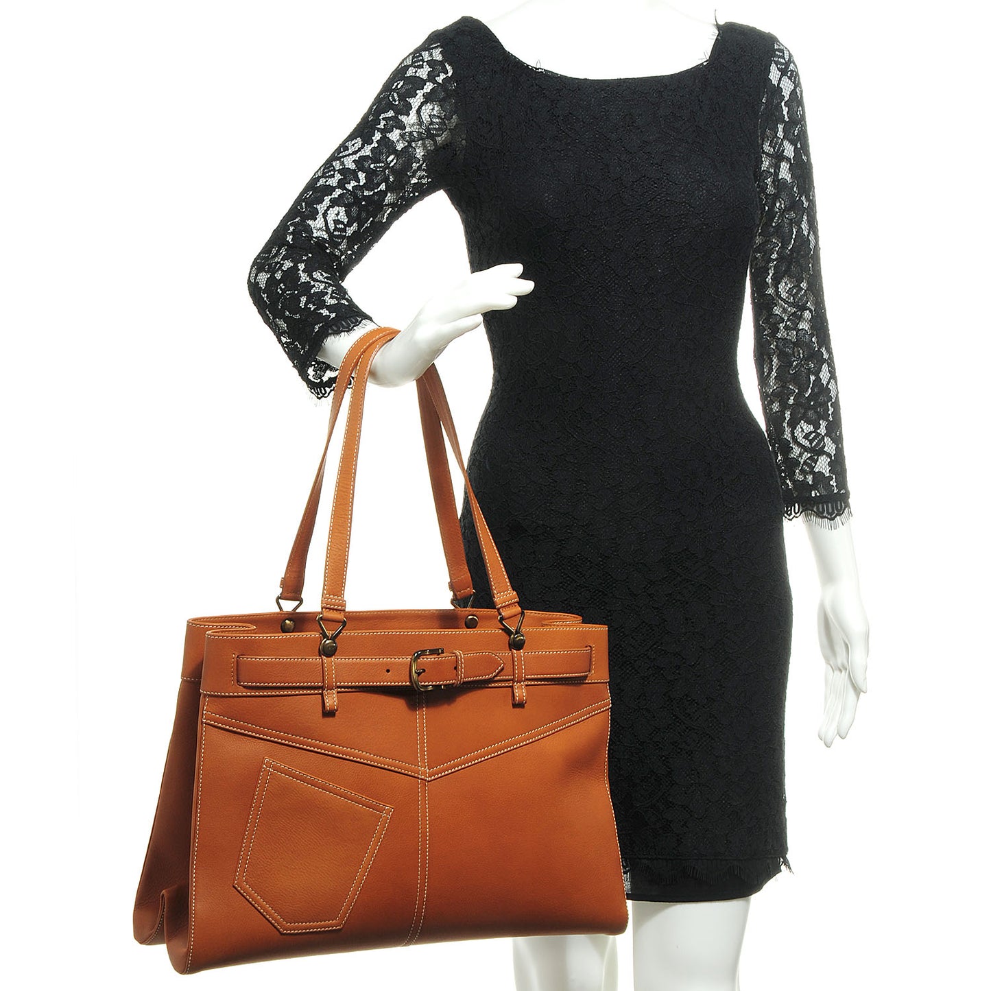 Leather Jeans Pocket Shoulder Bag Beige