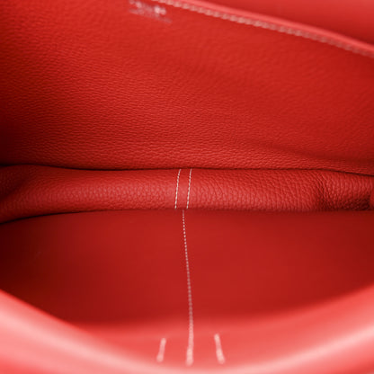 Hermes Taurillon Clemence Verso Halzan 31 GM Rouge Casaque Vermillion 5 of 11