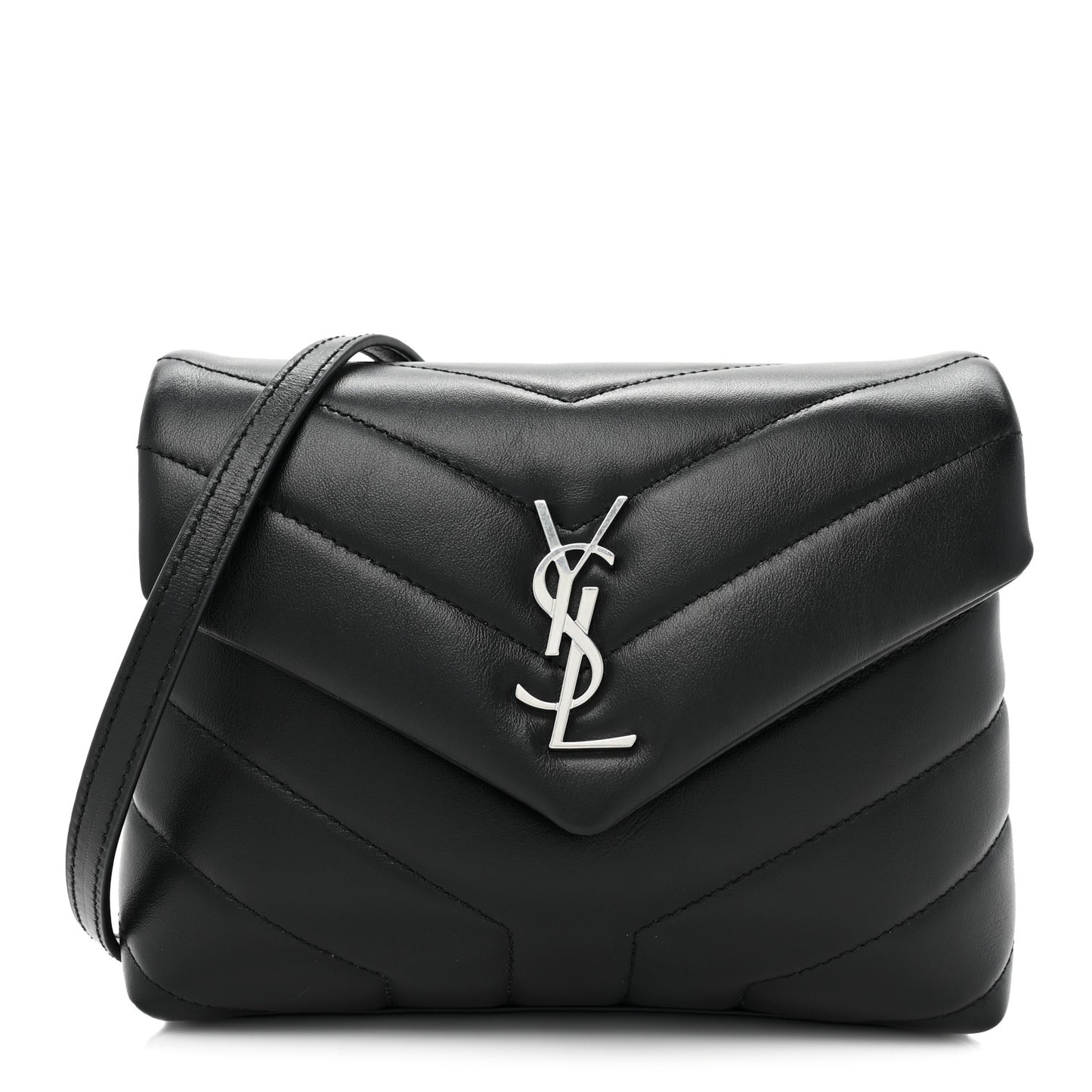 Calfskin Y Quilted Monogram Toy Loulou Crossbody Bag Black