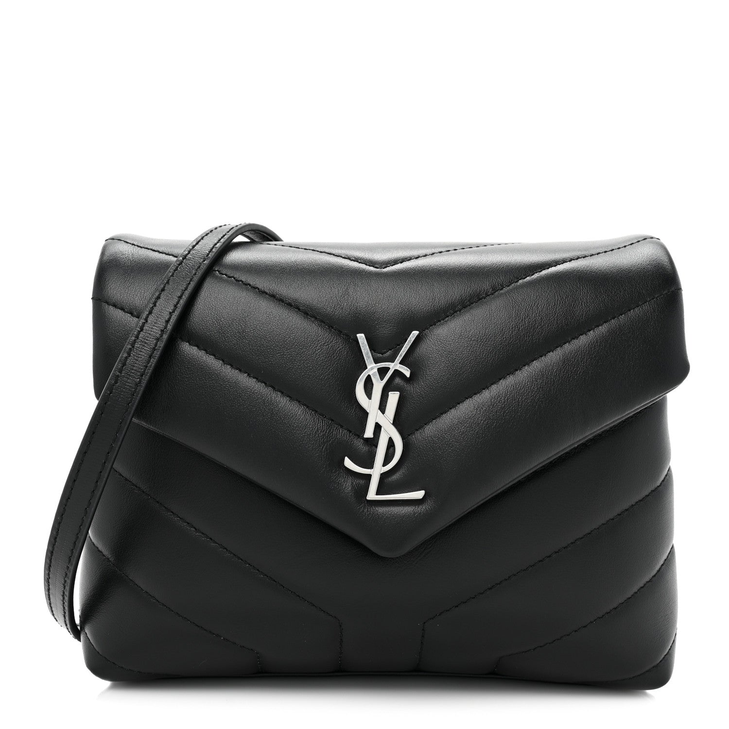 Saint Laurent Calfskin Y Quilted Monogram Toy Loulou Crossbody Bag Black 1 of 11