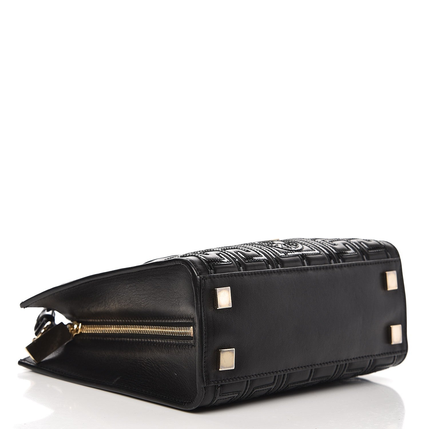 Versace Patent Nappa Embroidered Zip Tote Black 4 of 9