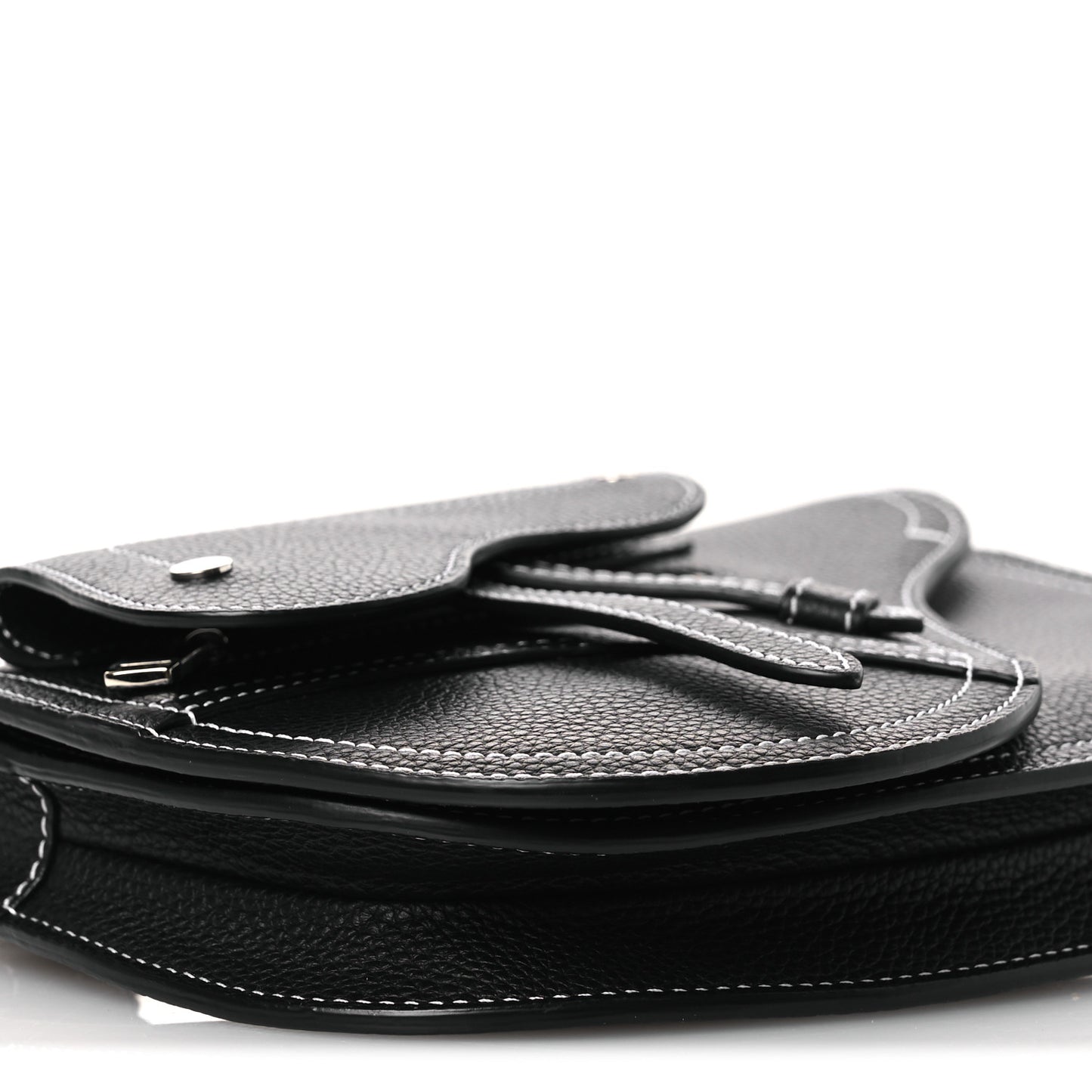 X KAWS Grained Calfskin Saddle Pouch Black