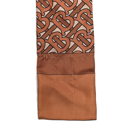 Burberry Silk Monogram Unicorn Print Skinny Scarf Brown Multicolor 4 of 7