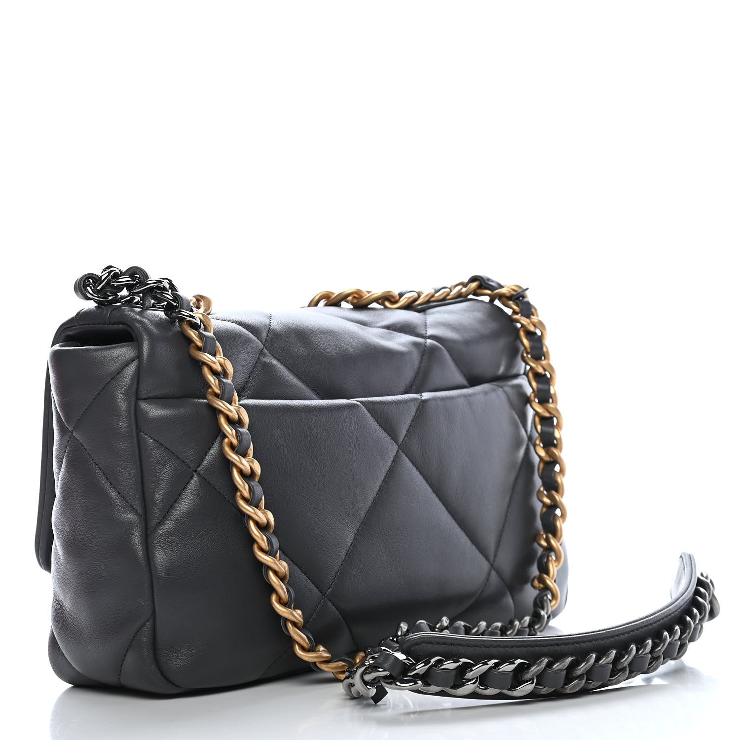 Chanel Lambskin Quilted Medium Chanel 19 Flap Dark Grey 2 of 9