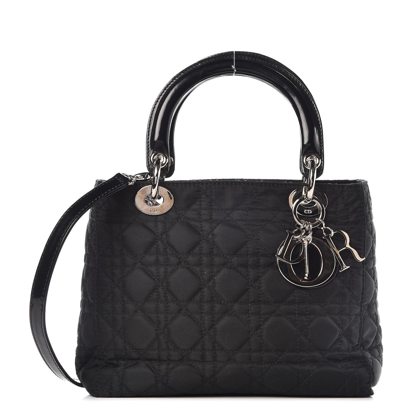 Nylon Cannage Medium Lady Dior Black