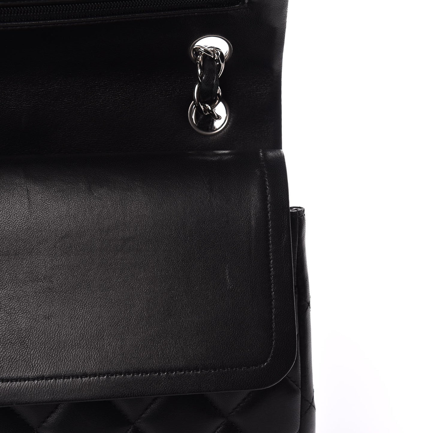 Lambskin Quilted Jumbo Double Flap Black