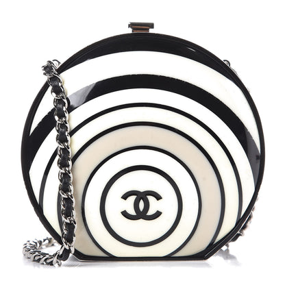 Chanel Enamel Resin Pillbox Minaudiere Black White 1 of 9