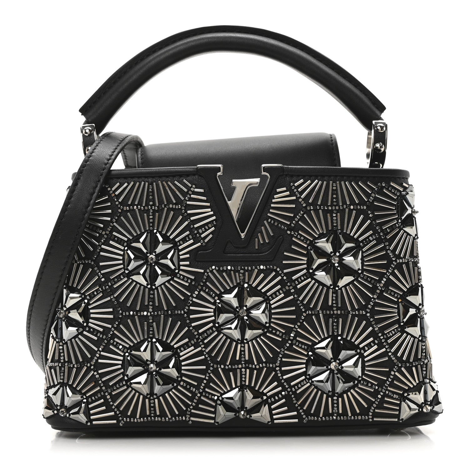 Louis Vuitton Calfskin Galaxi Sequin Mini Capucines Black 1 of 8