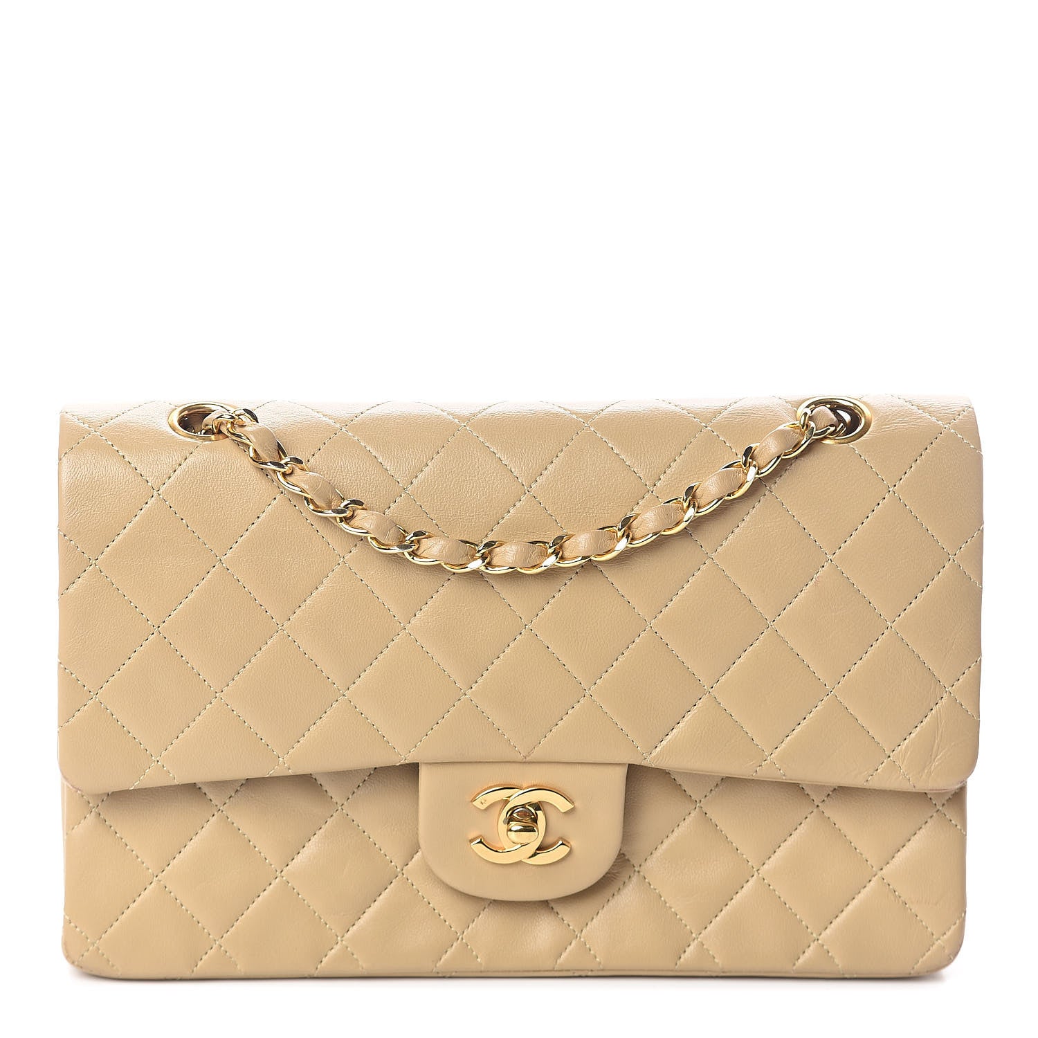 Chanel Lambskin Quilted Medium Double Flap Beige 1 of 10