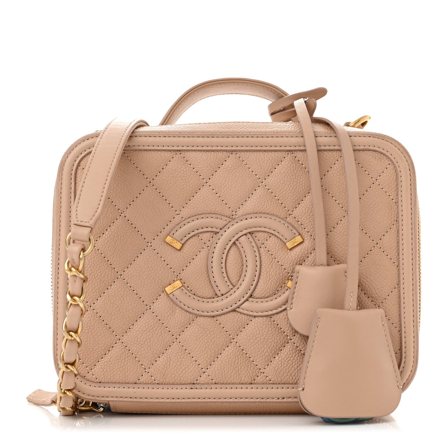 Chanel Caviar Quilted Medium CC Filigree Vanity Case Beige 1 of 10