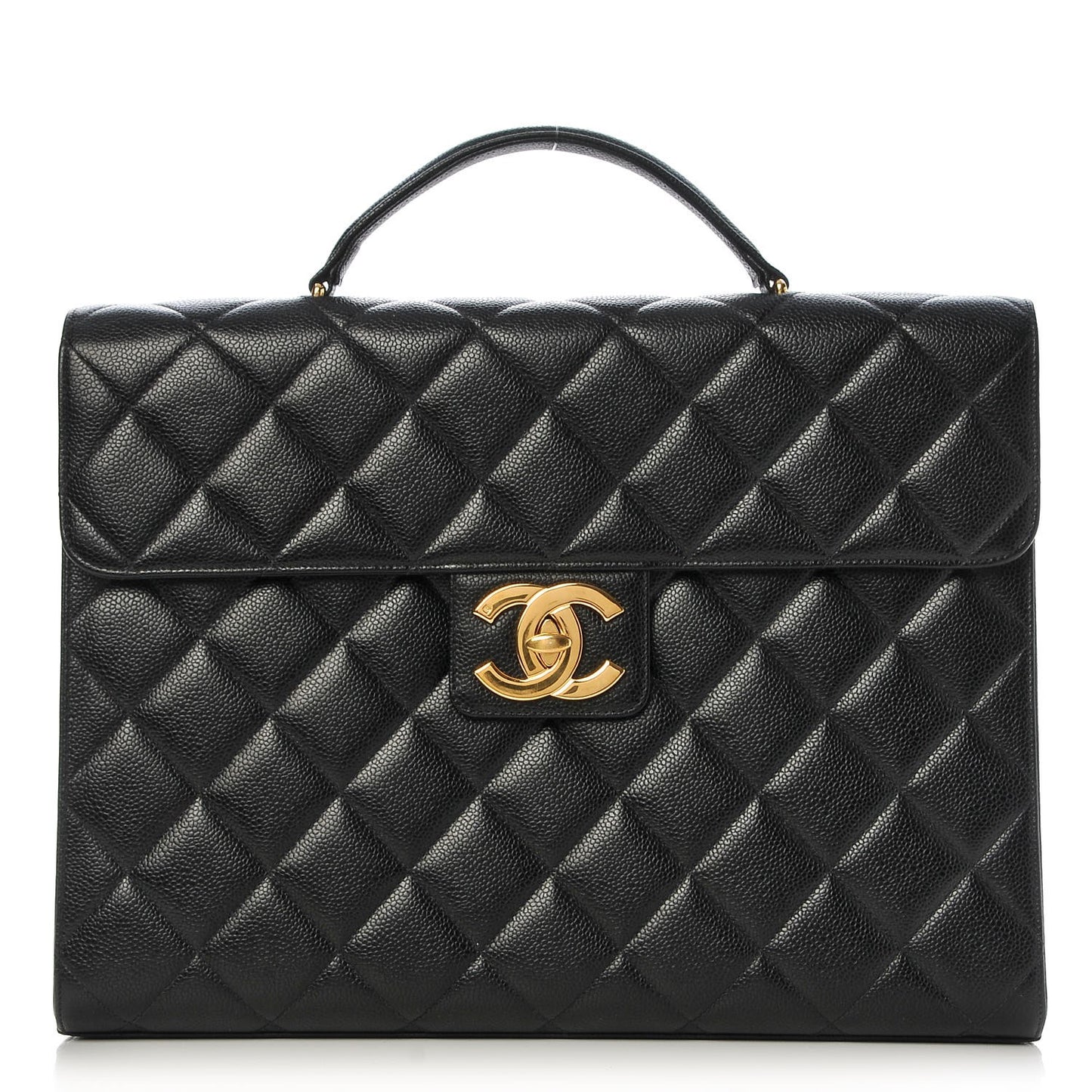 Caviar Quilted Briefcase Laptop Bag Black