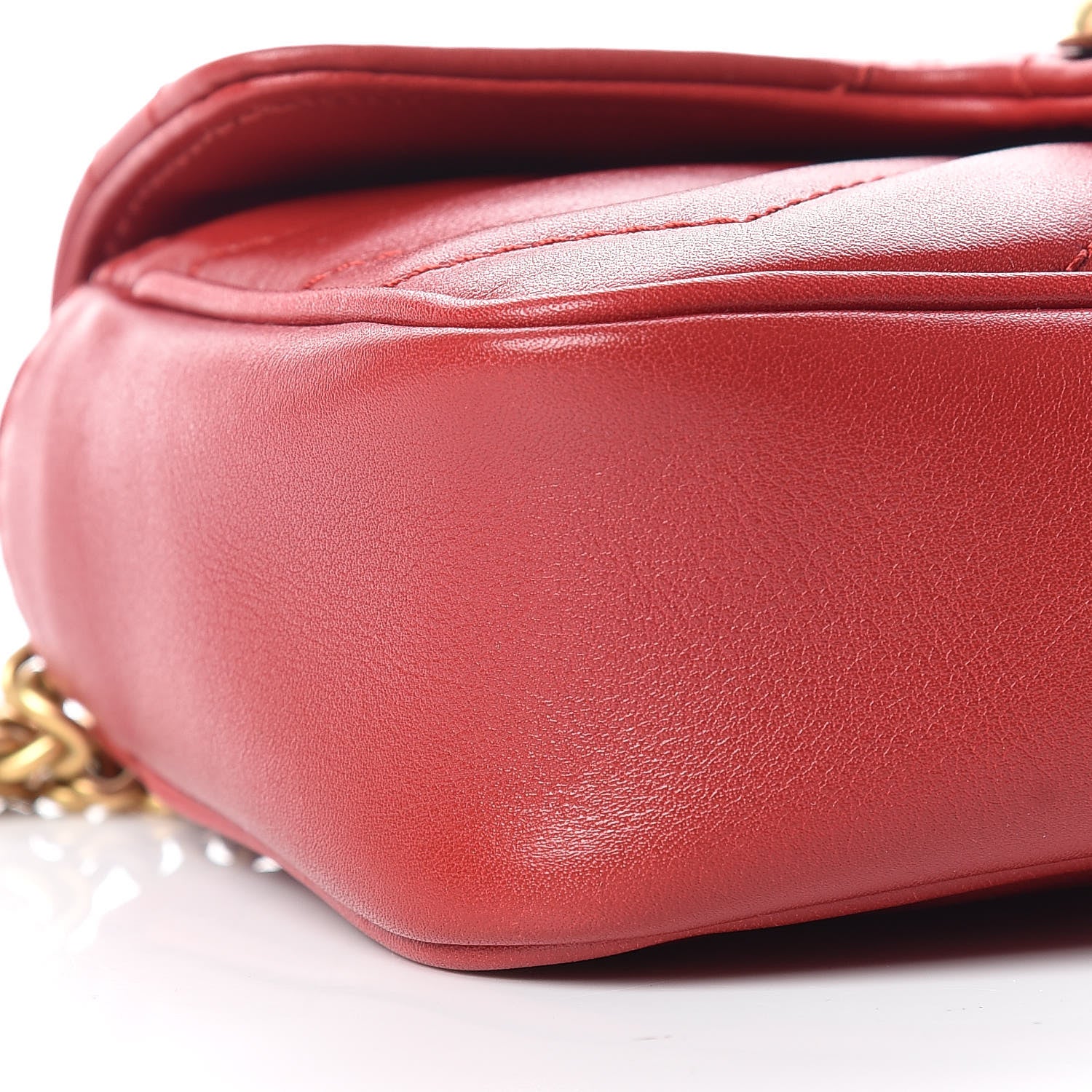 Gucci Calfskin Matelasse Super Mini GG Marmont Shoulder Bag Hibiscus Red 8 of 10