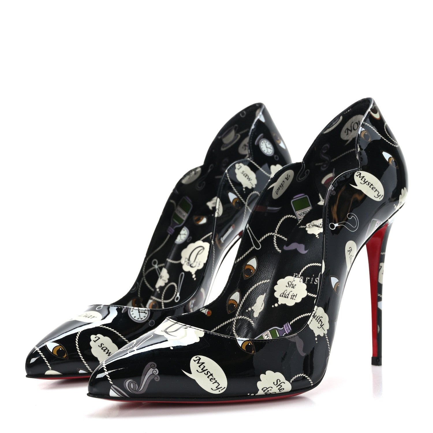 Christian Louboutin Patent Weapons Hot Chick 100 Pumps 39.5 Black Multicolor 3 of 7