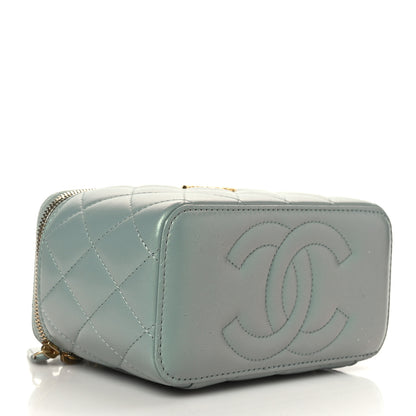 Chanel Metallic Lambskin Quilted Small CC Dynasty Vanity Case With Chain Grey 4 of 12