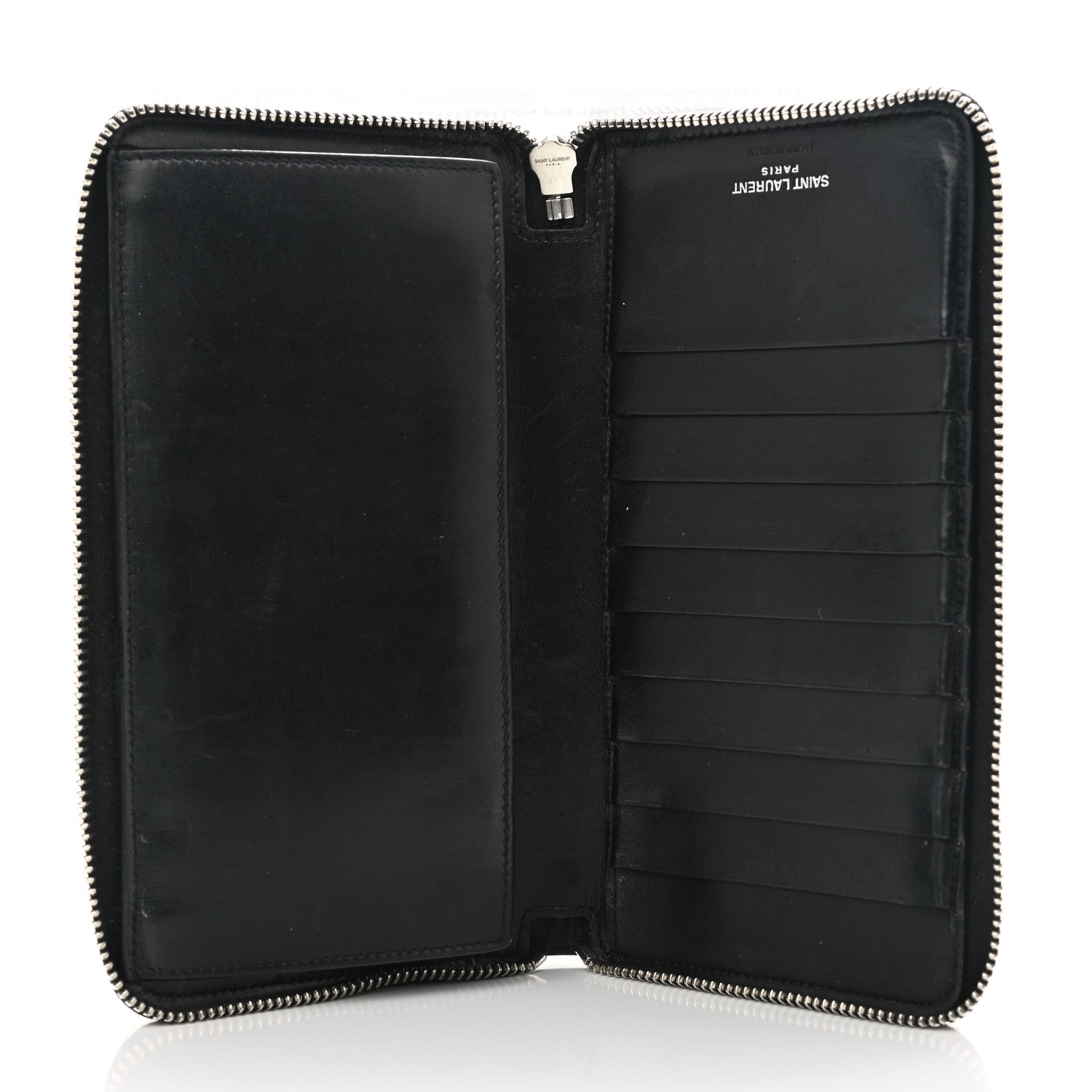 Saint Laurent Ultra Calfskin Monogram Mens Zip Around Continental Wallet Black 5 of 8