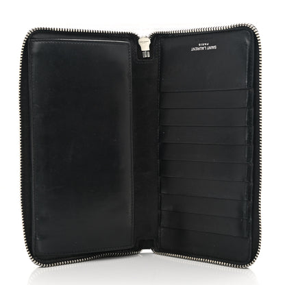 Saint Laurent Ultra Calfskin Monogram Mens Zip Around Continental Wallet Black 5 of 8
