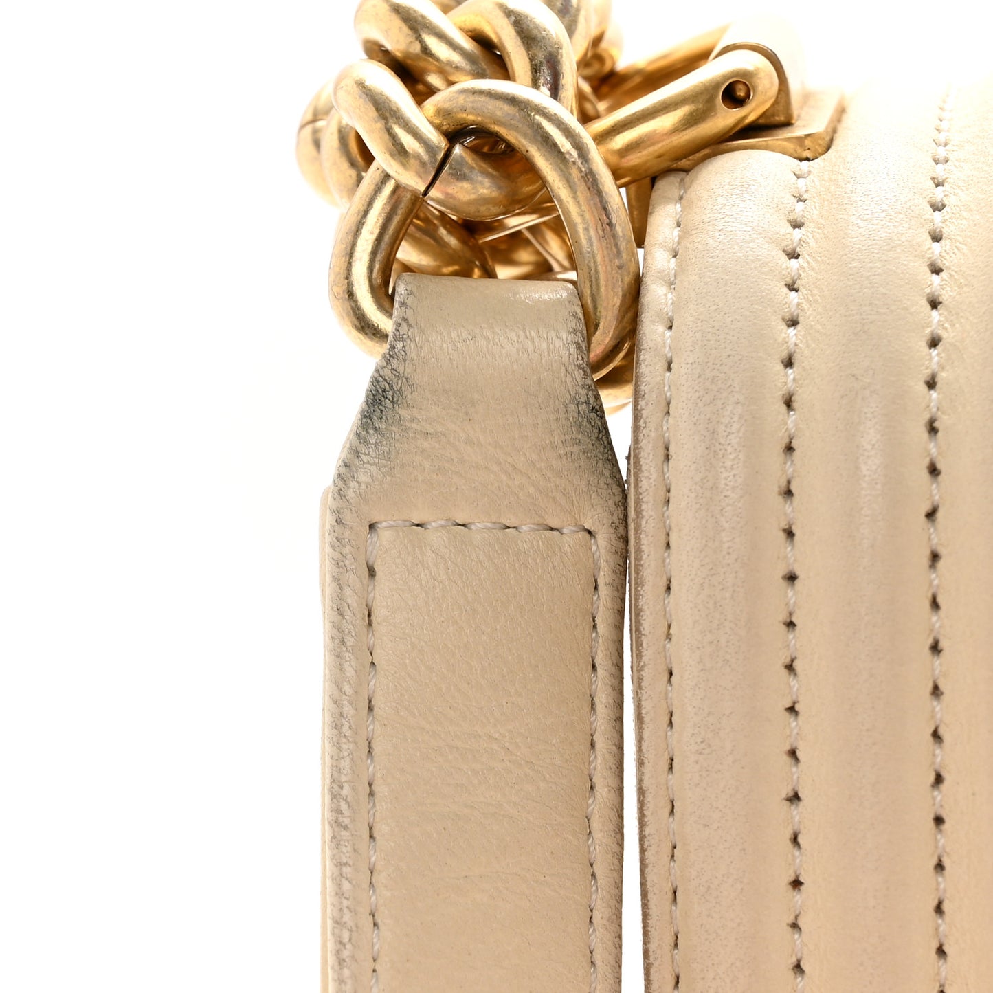 Lambskin Quilted Medium Boy Flap Light Beige