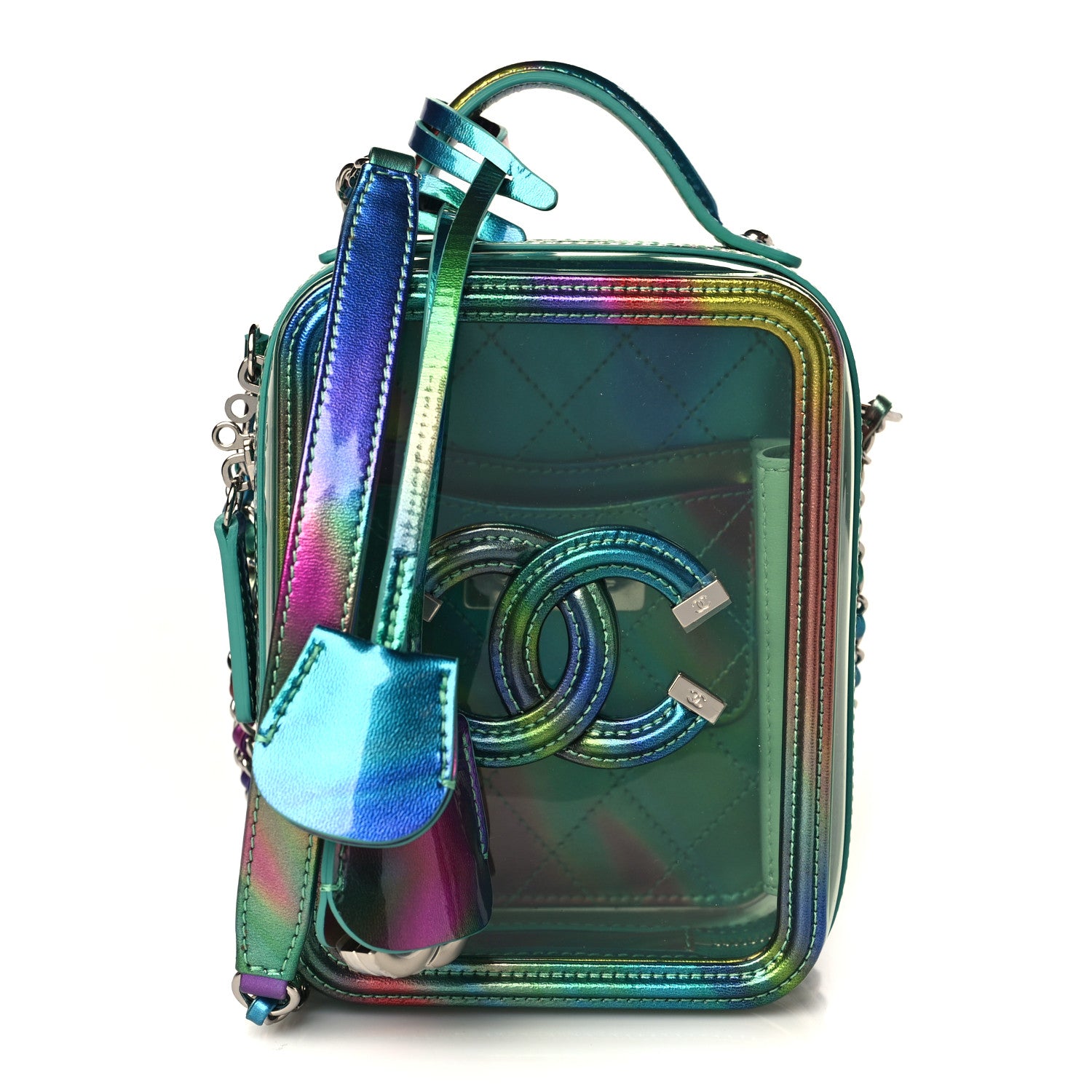 Chanel PVC Patent Calfskin Patent Lambskin Vertical Vanity Case Green 1 of 8