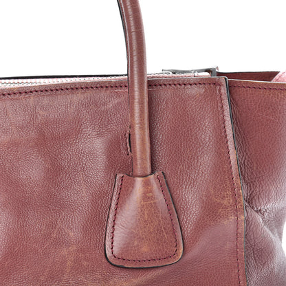 Prada Glace Calf Small Twin Pocket Tote Pink 19 of 23