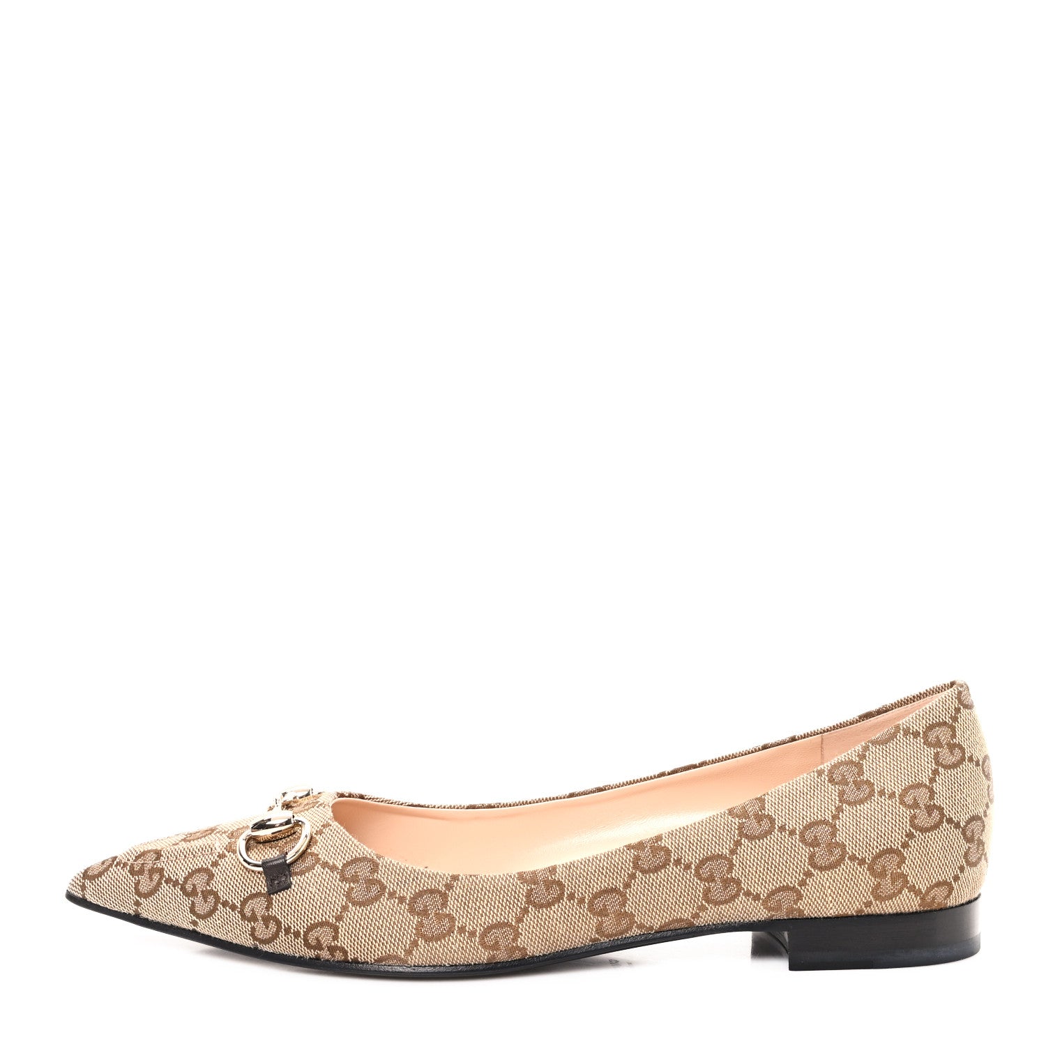 Gucci Monogram Horsebit Womens Werin Ballet Flat 39 Beige Ebony Cocoa 1 of 10