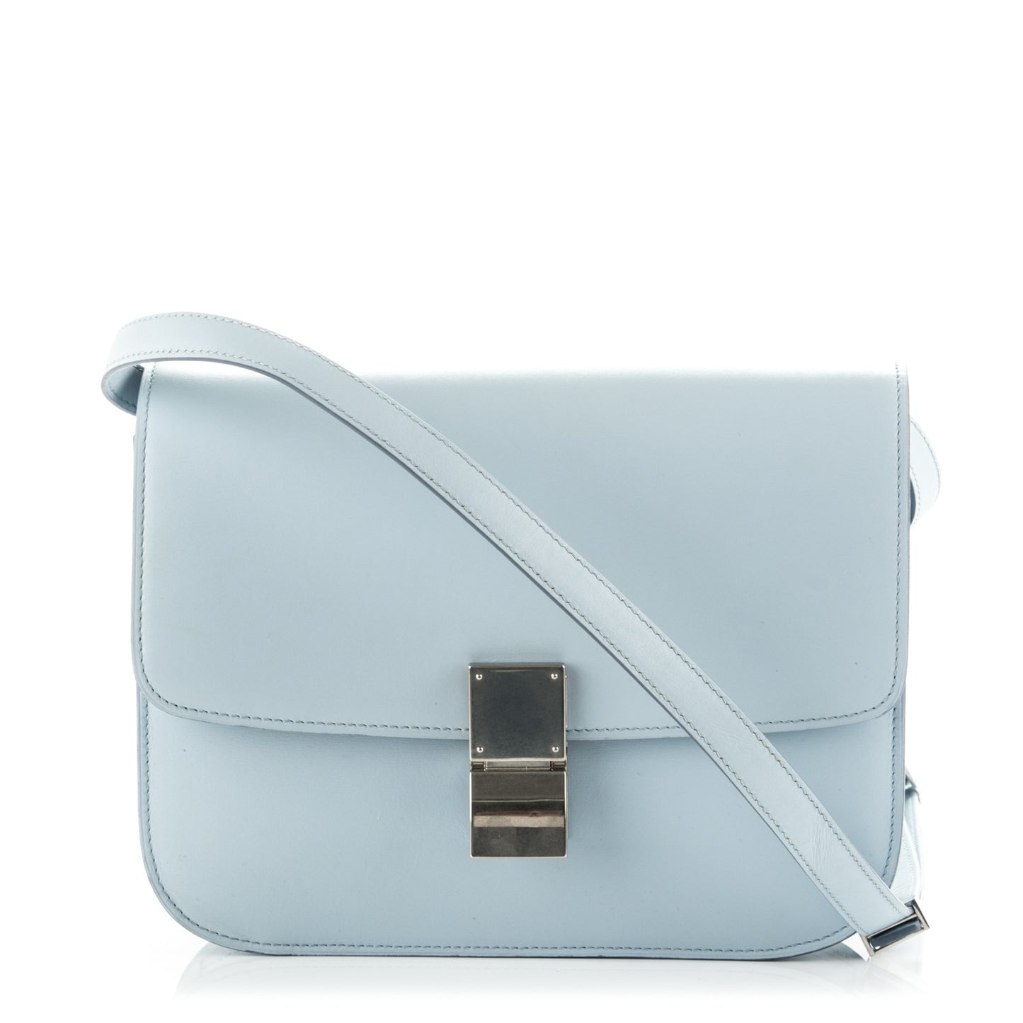 Box Calfskin Medium Classic Box Flap Bag Pale Blue