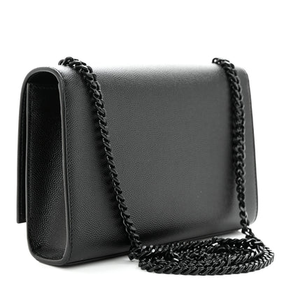 Saint Laurent Grain De Poudre Small Monogram Monochrome Kate Satchel Black 3 of 10
