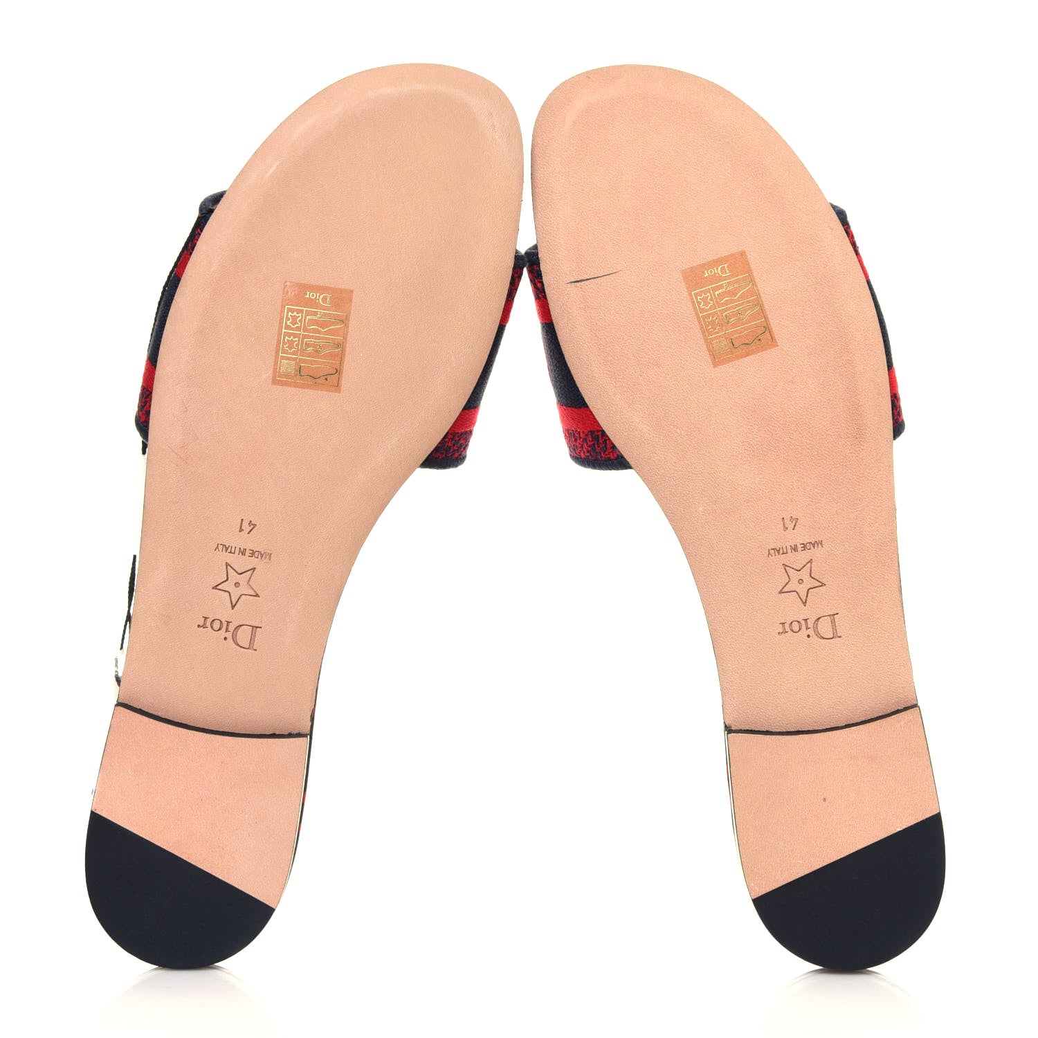 Christian Dior Canvas Pop Heart I Love Paris Embroidered Dway Flat Slide Sandals 41 Deep Blue Red 5 of 7