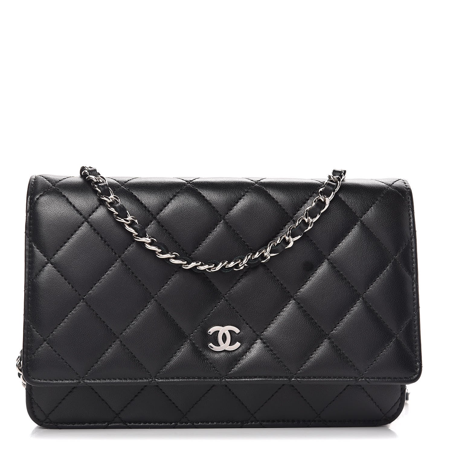 Chanel Lambskin Quilted Wallet On Chain WOC Black 1 of 10