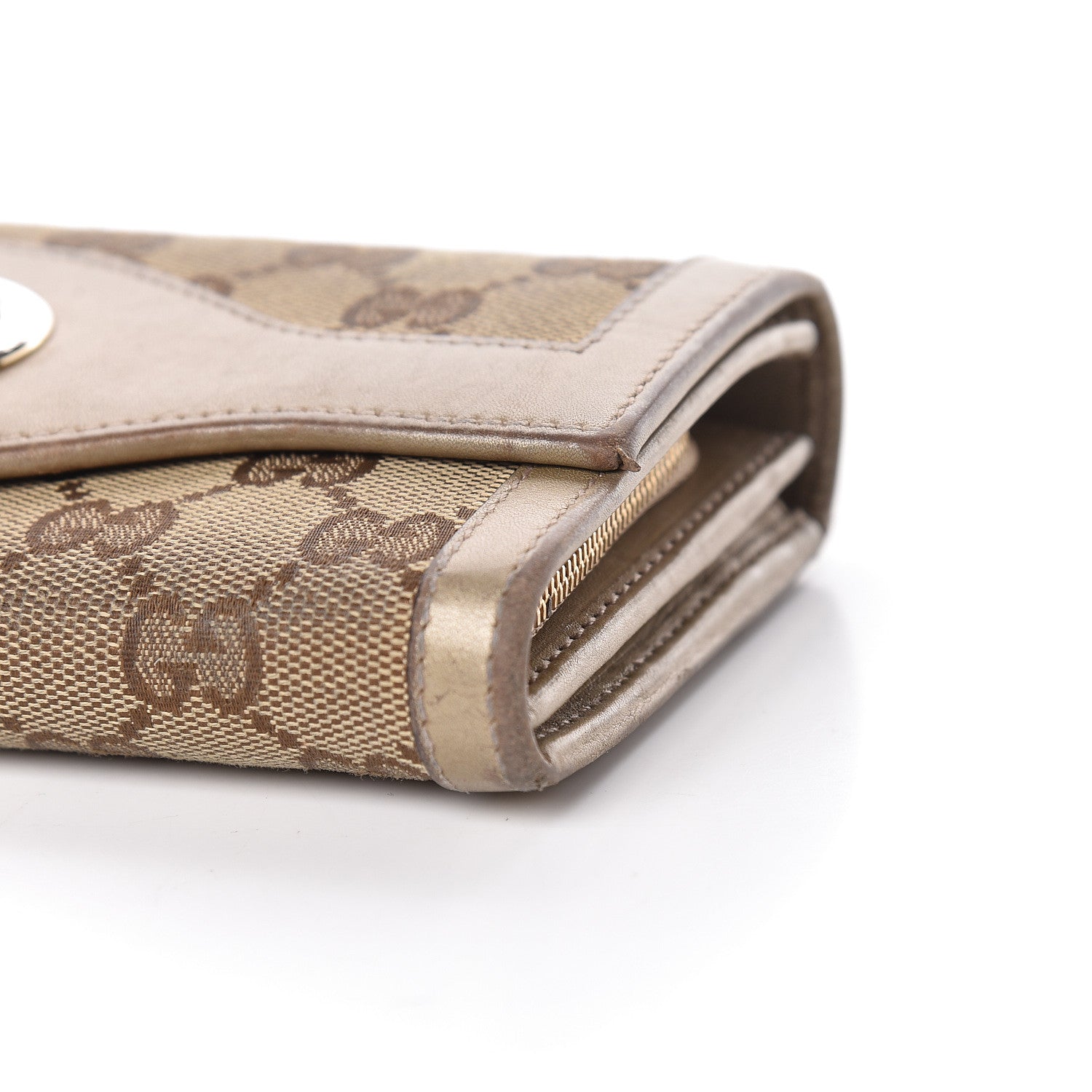 Gucci Monogram Margaux Calfskin Sukey Continental Wallet Beige Ebony Golden Beige 13 of 15