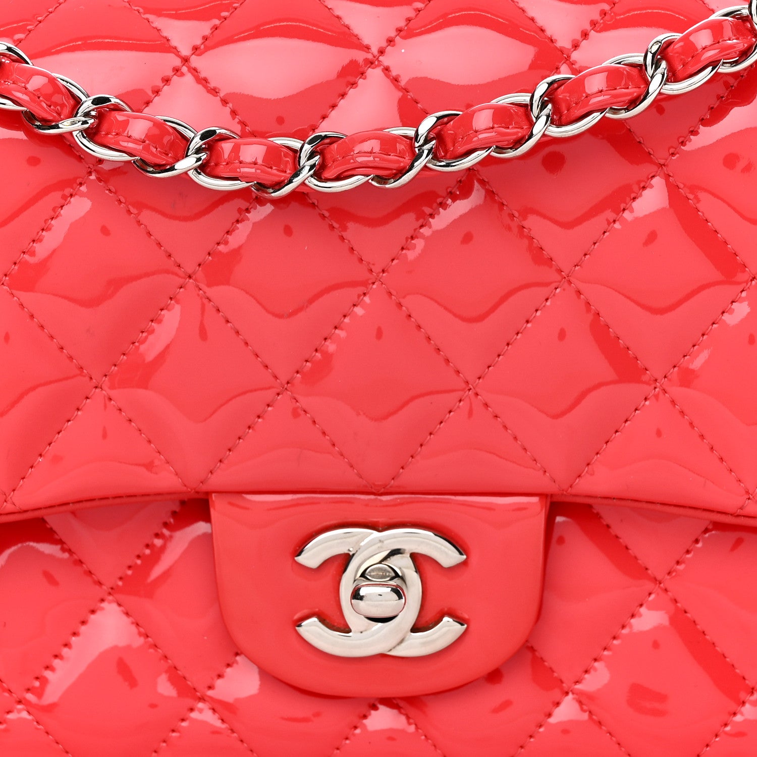 Chanel Patent Calfskin Quilted Medium Double Flap Red 8 of 12